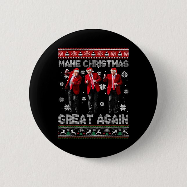 Christmas Donald Trump President 2024 Dancing Funn Button (Front)