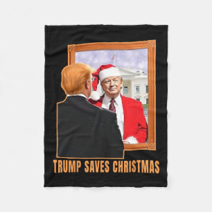 Christmas Donald Trump President 2024 Trump Saves  Fleece Blanket