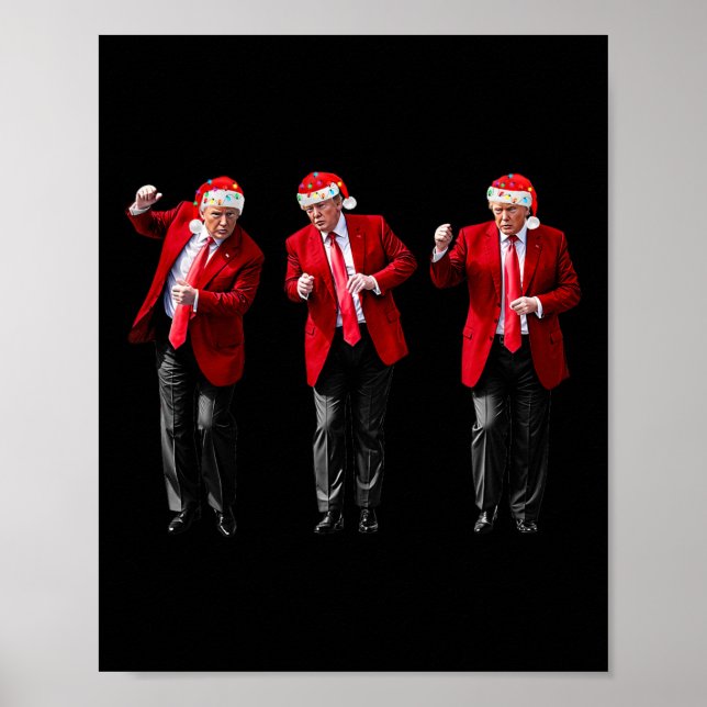 Christmas Donald Trump President Dancing Funny San Poster (Front)