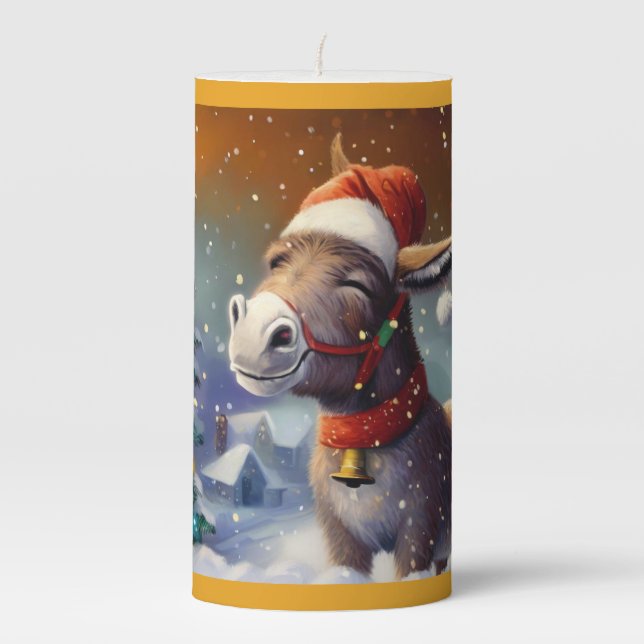 Christmas Donkey 1 Pillar Candle (Front)