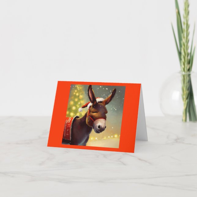 Christmas Donkey 4 Holiday Card (Front)