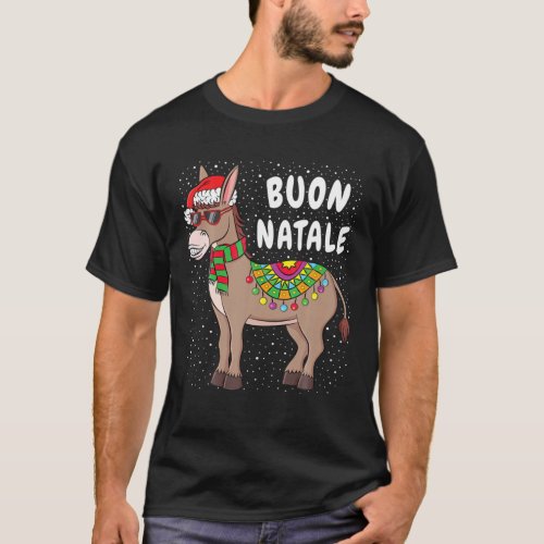 Christmas Donkey Buon Natale American Italian Xmas T_Shirt