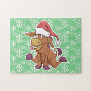 Christmas Donkey Cartoon Jigsaw Puzzle