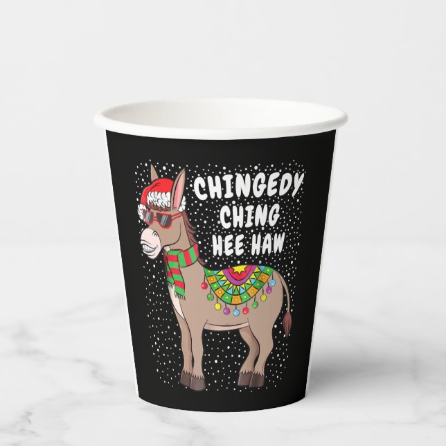 Christmas Donkey Funny American Italian Xmas Gift Paper Cups (Front)
