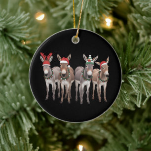 Christmas Donkey Lover Gift Farm Xmas Ceramic Ornament