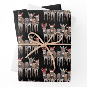 Christmas Donkey Lover Gift Farm Xmas  Wrapping Paper Sheets