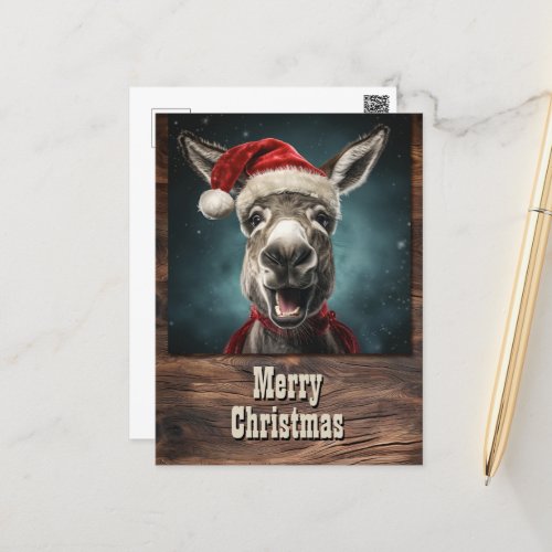 Christmas Donkey Postcard