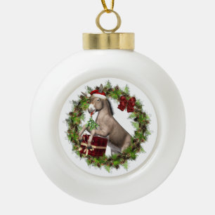 Christmas Donkey Santa Ceramic Ball Ornament