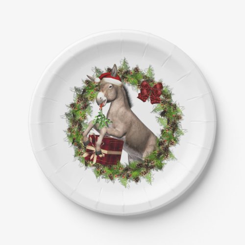 Christmas Donkey Santa Paper Plates