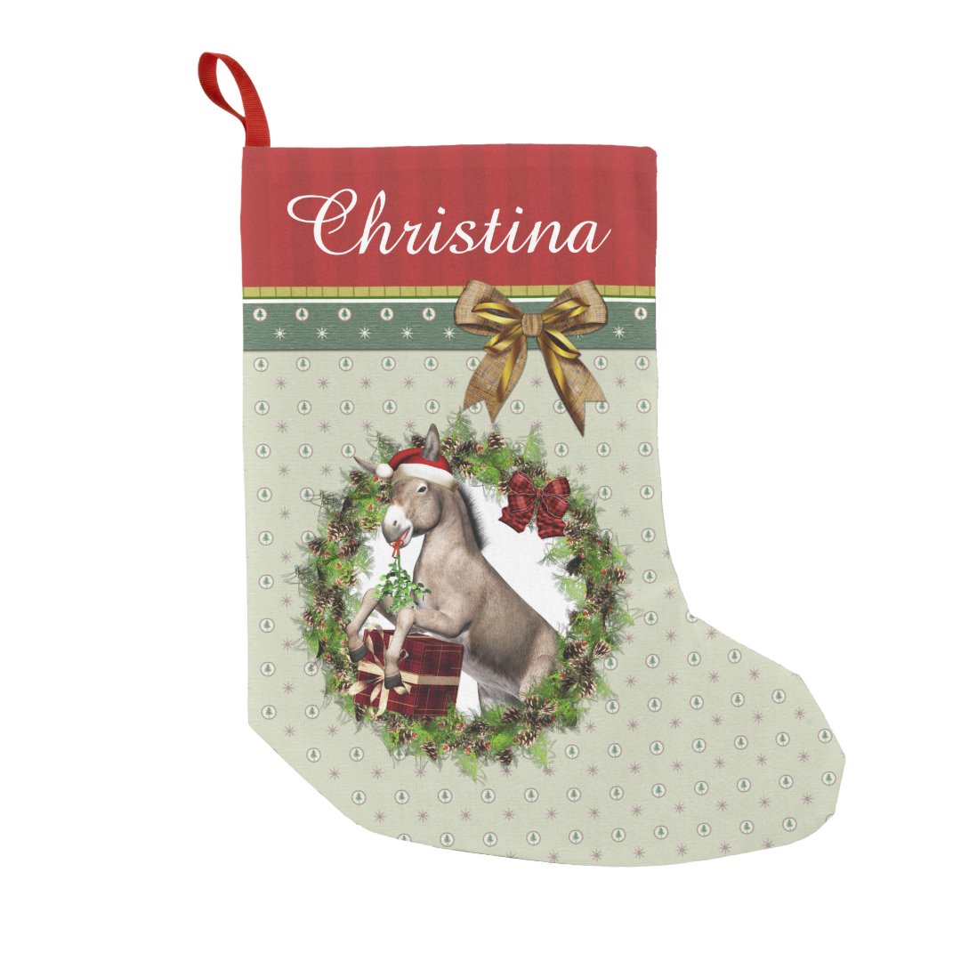 Christmas Donkey Santa Personalized Stocking | Zazzle