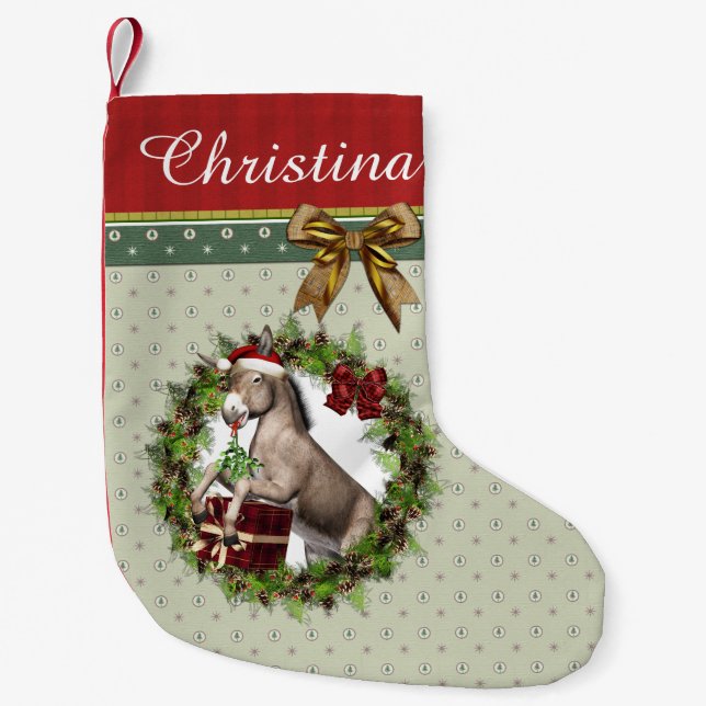 Christmas Donkey Santa Personalized Stocking (Front)