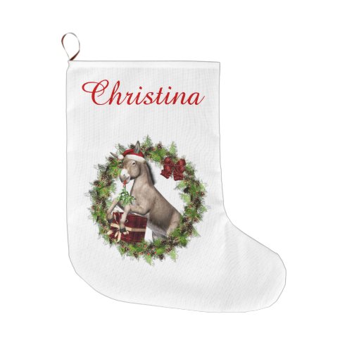 Christmas Donkey Santa Personalized Stocking