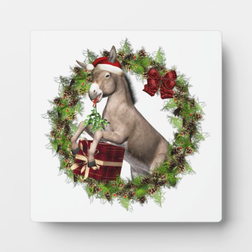 Christmas Donkey Santa Tabletop Plaque with Easel