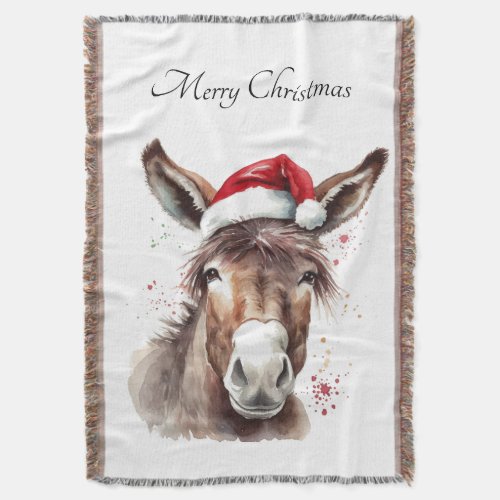 Christmas Donkey  Throw Blanket