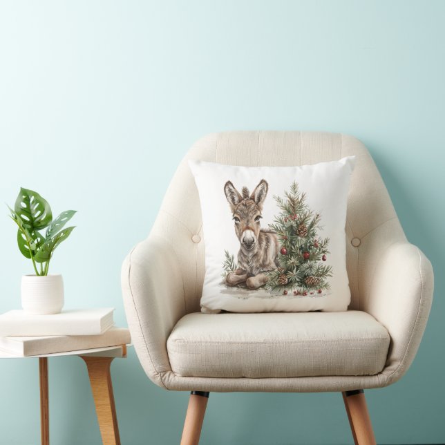 Christmas Donkey Throw Pillow (Chair)