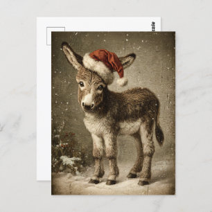 Christmas Donkey Vintage Postcard