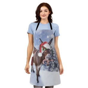 Christmas donkey with funny red hat apron