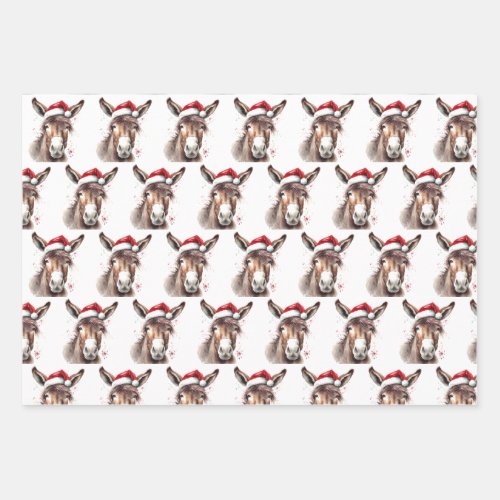Christmas Donkey Wrapping Paper Sheets