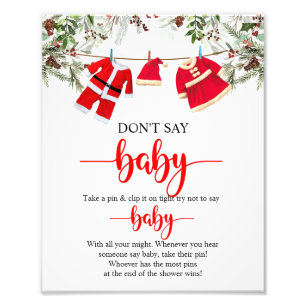 Christmas Don't Say Baby Baby Shower Game Sign