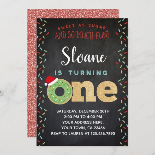 Christmas Donut 1st Birthday Invitation