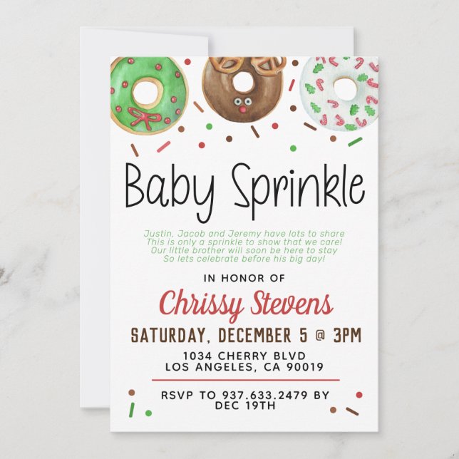 Christmas Donut Baby Sprinkle Shower Invitation (Front)