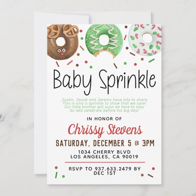 Christmas Donut Baby Sprinkle Shower Invitation (Front)