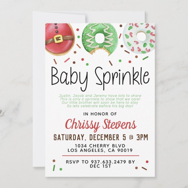 Christmas Donut Baby Sprinkle Shower Invitation (Front)