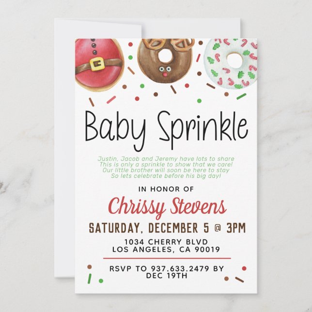 Christmas Donut Baby Sprinkle Shower Invitation (Front)