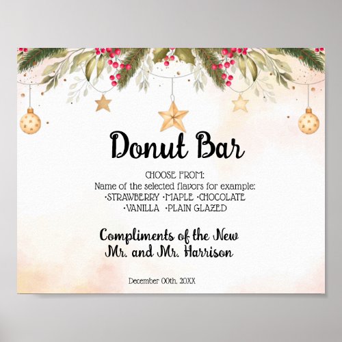 Christmas Donut Bar Sweets Table Wedding Poster