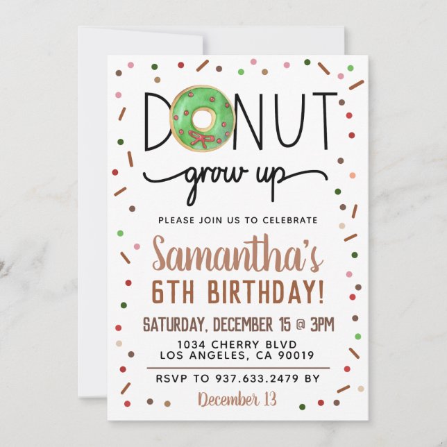 Christmas Donut Grow Up Birthday Invitation (Front)