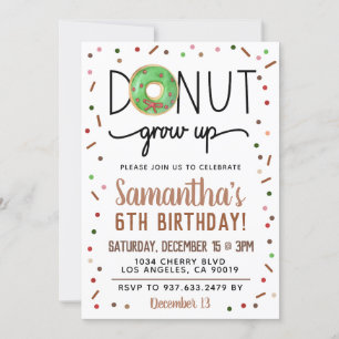 Christmas Donut Grow Up Birthday Invitation