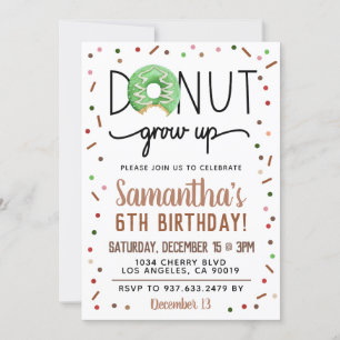 Christmas Donut Grow Up Birthday Invitation