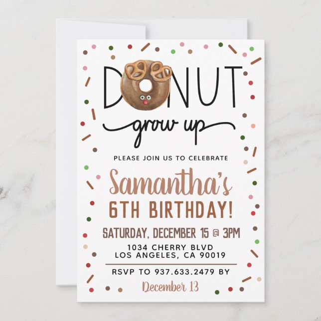 Christmas Donut Grow Up Birthday Invitation (Front)