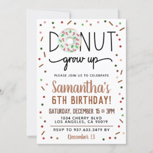 Christmas Donut Grow Up Birthday Invitation