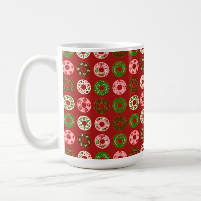 Christmas Donut Holiday Treat Pattern Coffee Mug (Left)