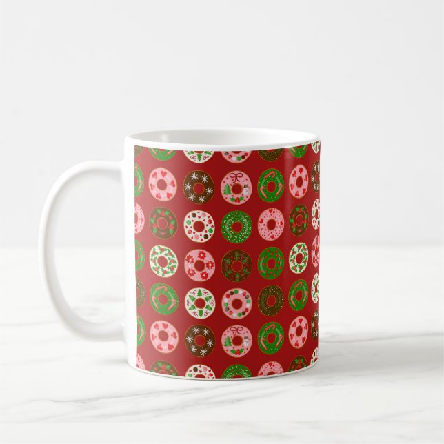 Christmas Donut Holiday Treat Pattern Coffee Mug (Left)