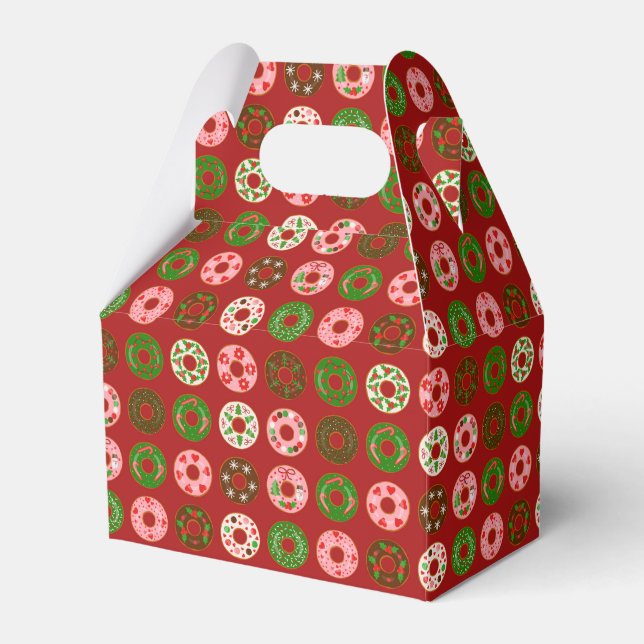 Christmas Donut Holiday Treat Pattern Favor Boxes (Front Side)
