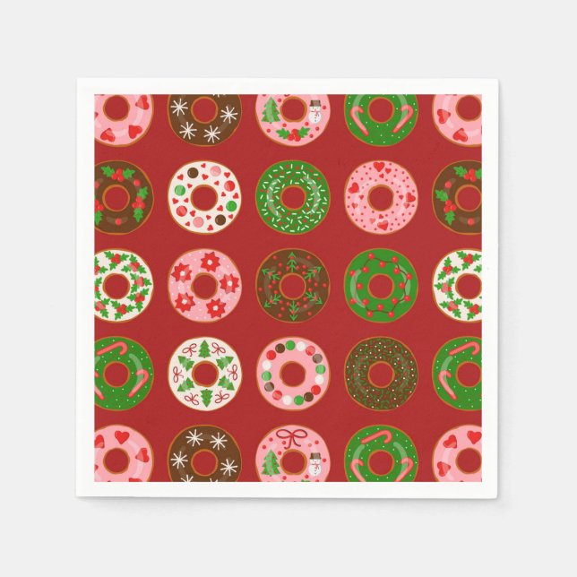 Christmas Donut Holiday Treat Pattern Napkins (Front)