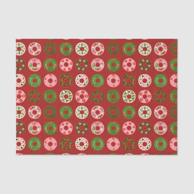 Christmas Donut Holiday Treat Pattern Tissue Paper (Front)