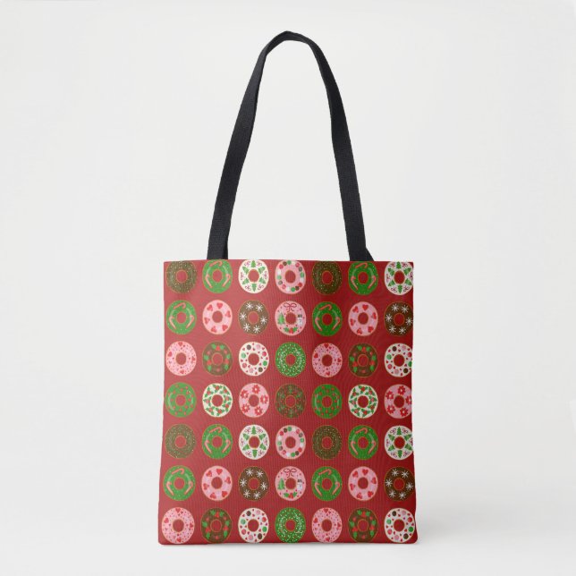 Christmas Donut Holiday Treat Pattern Tote Bag (Front)