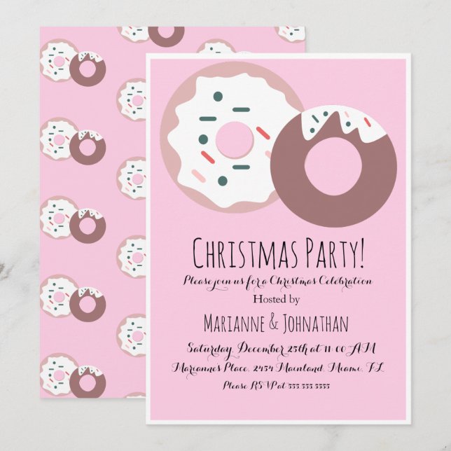 Christmas Donut Sprinkles Holiday Theme Invitation (Front/Back)