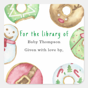 Christmas donuts cookies - baby shower bookplate