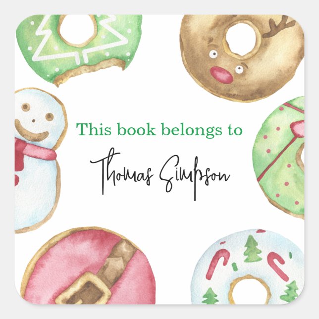Christmas donuts cookies - baby shower bookplate (Front)