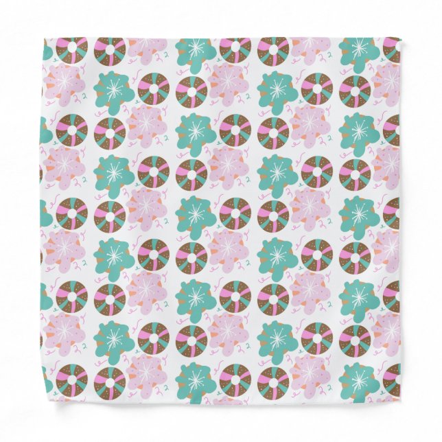 Christmas Donuts Doodle Pink     Bandana (Front)