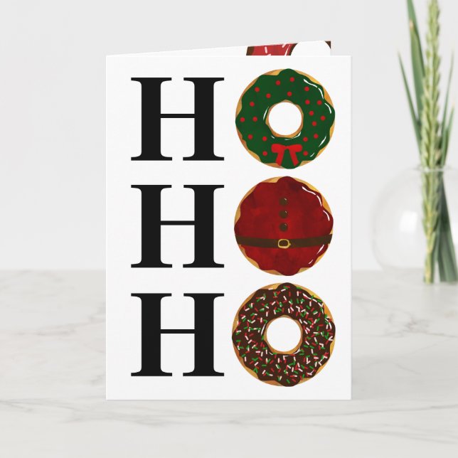 Christmas Donuts Ho Ho Ho Trendy Holiday Card (Front)