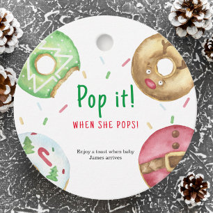 Christmas donuts - Pop it When she pops Favor Tags