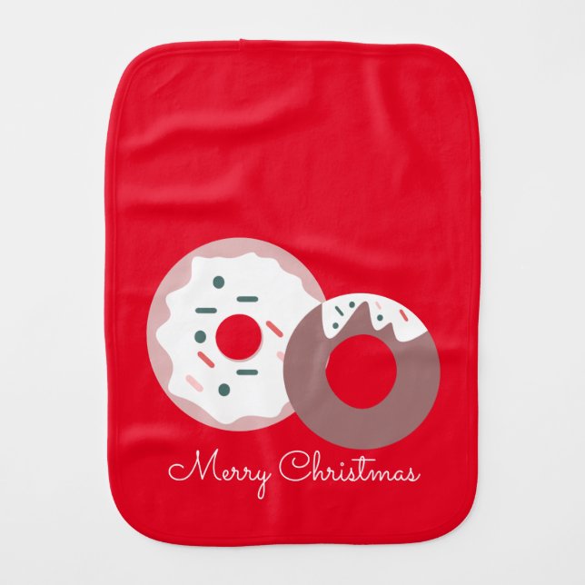 Christmas Donuts Sprinkles Bakery  Merry Christmas Baby Burp Cloth (Front)