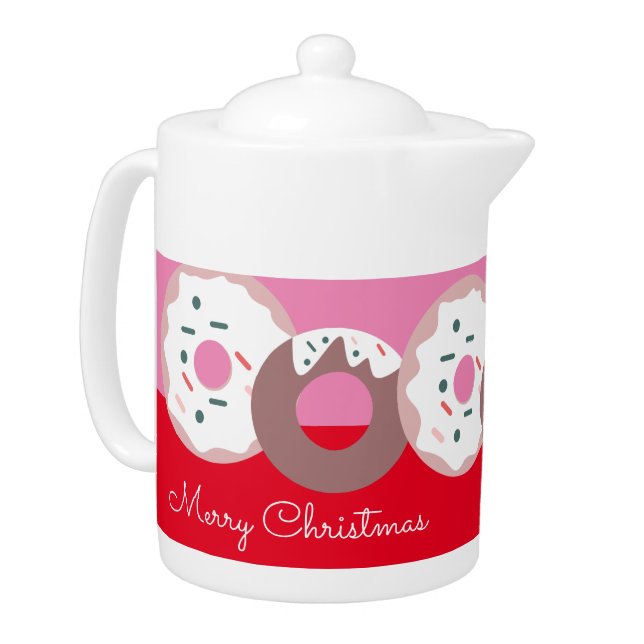 Christmas Donuts Sprinkles Bakery  Merry Christmas Teapot (Left)