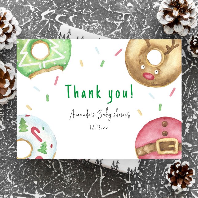 Christmas donuts Thank you baby shower  Card (Creator Uploaded)
