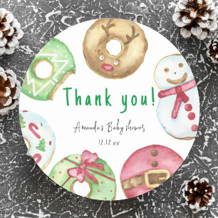 Christmas donuts Thank you baby shower  Classic Round Sticker